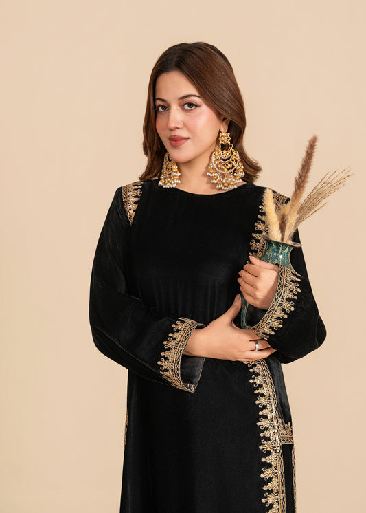 Stillness Black Velvet Dress