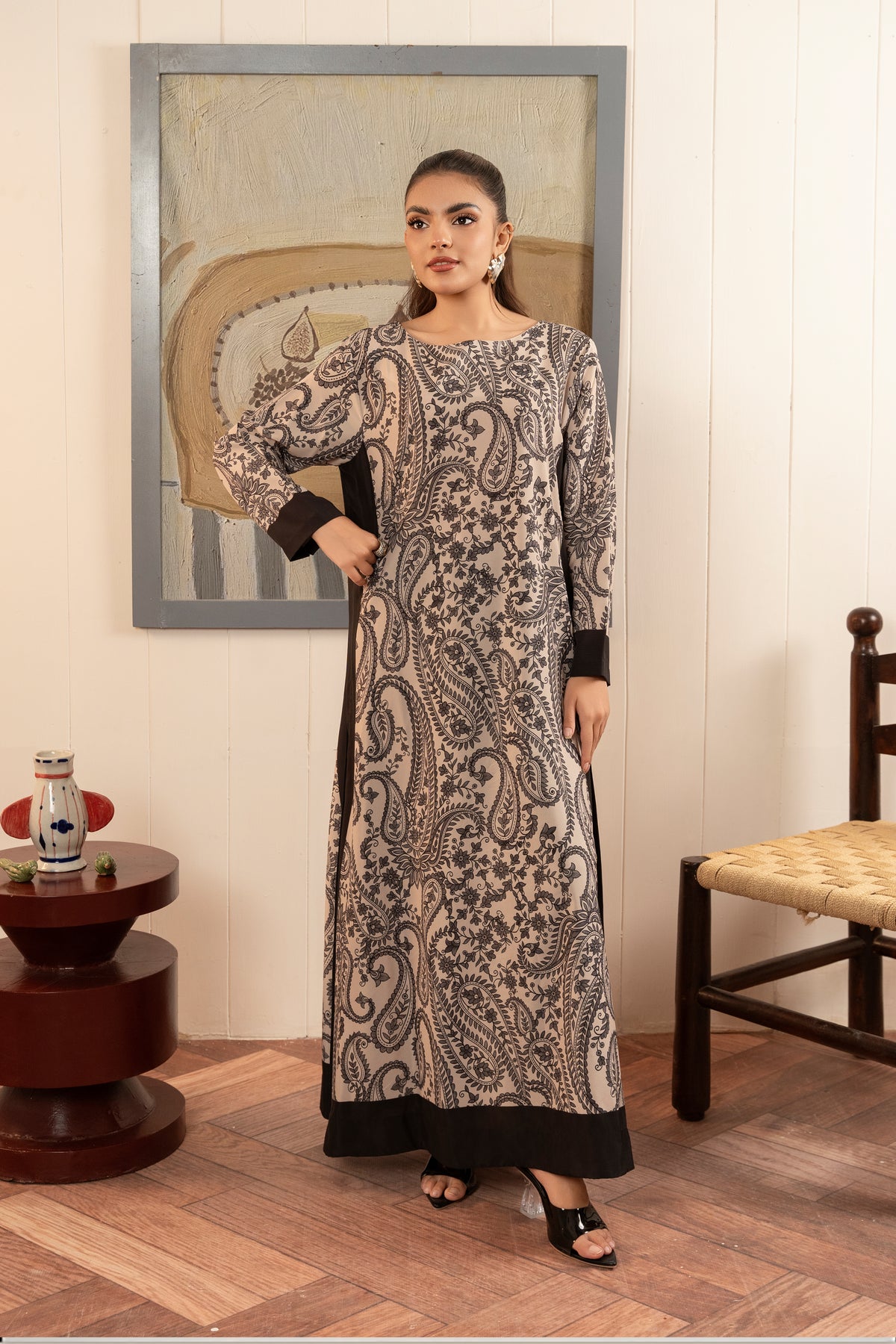 Black Paisley Long Shirt