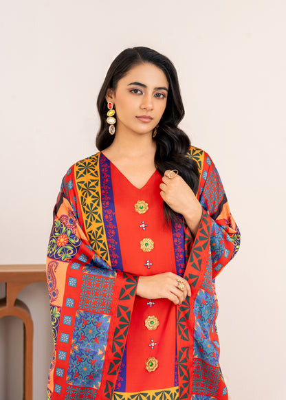 Crimson Elegance Kaftan