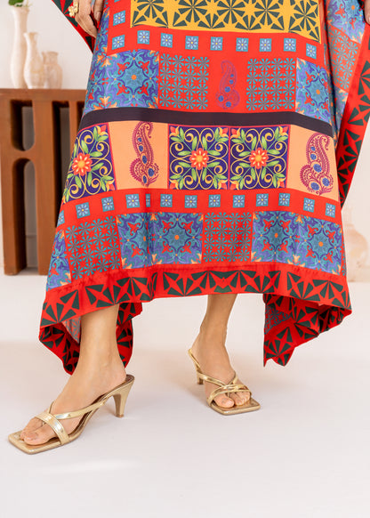 Crimson Elegance Kaftan