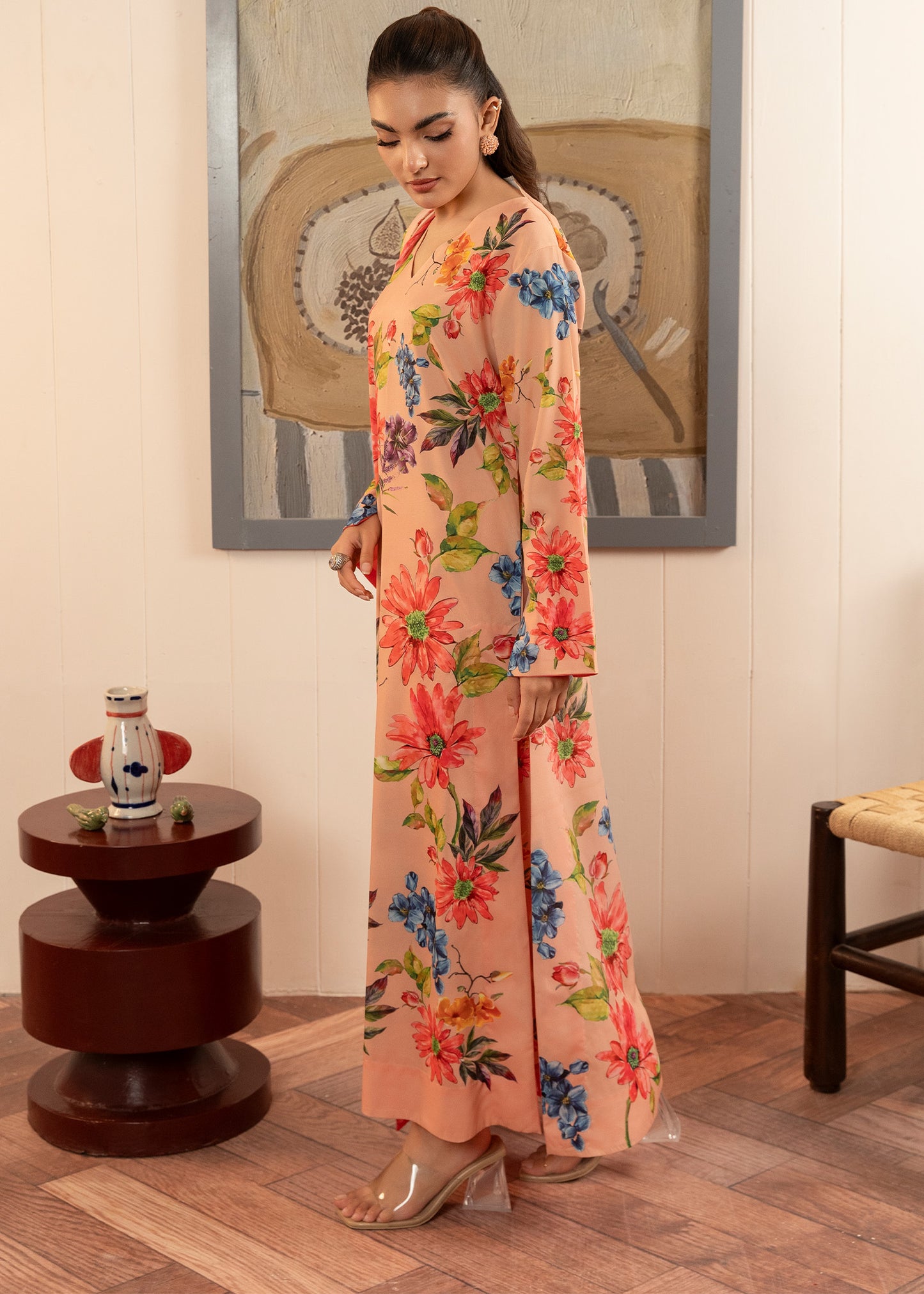 Coral Floral Dress