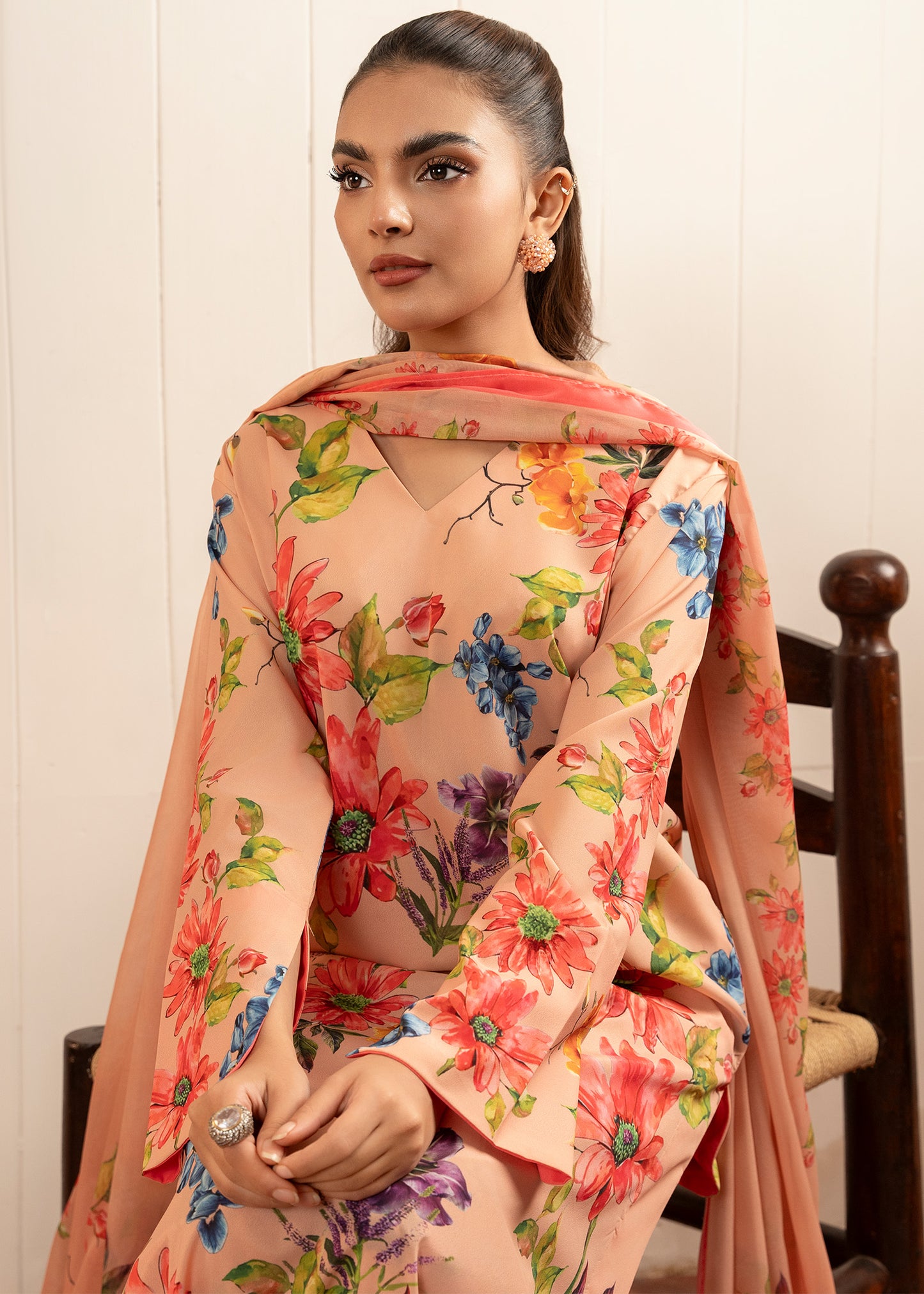 Coral Floral Dress