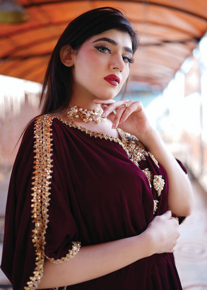 Maroon Velvet Kaftan