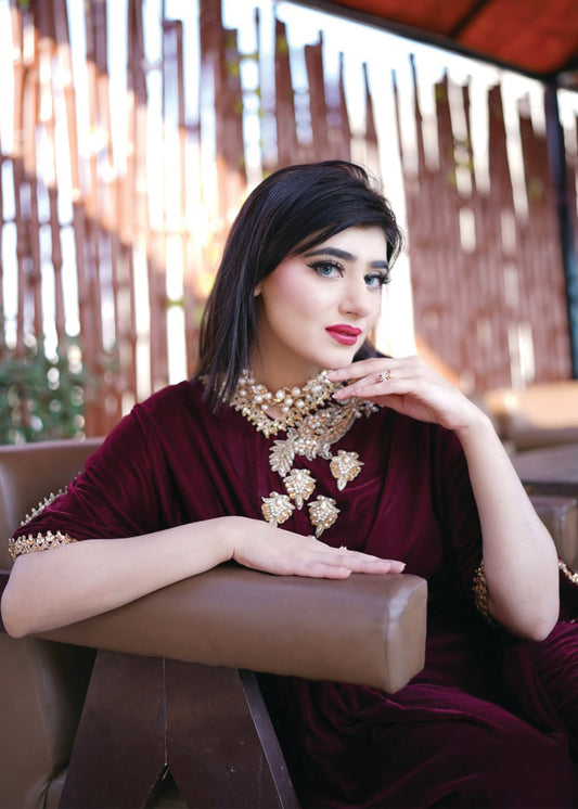 Maroon Velvet Kaftan
