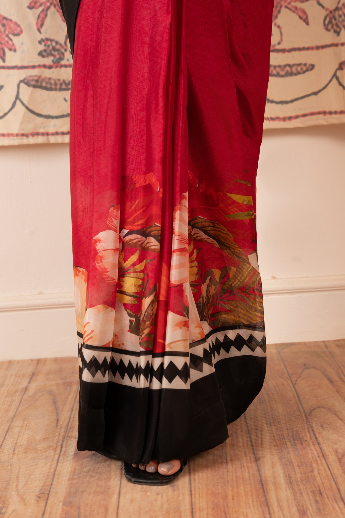 Maroon/Black Sari