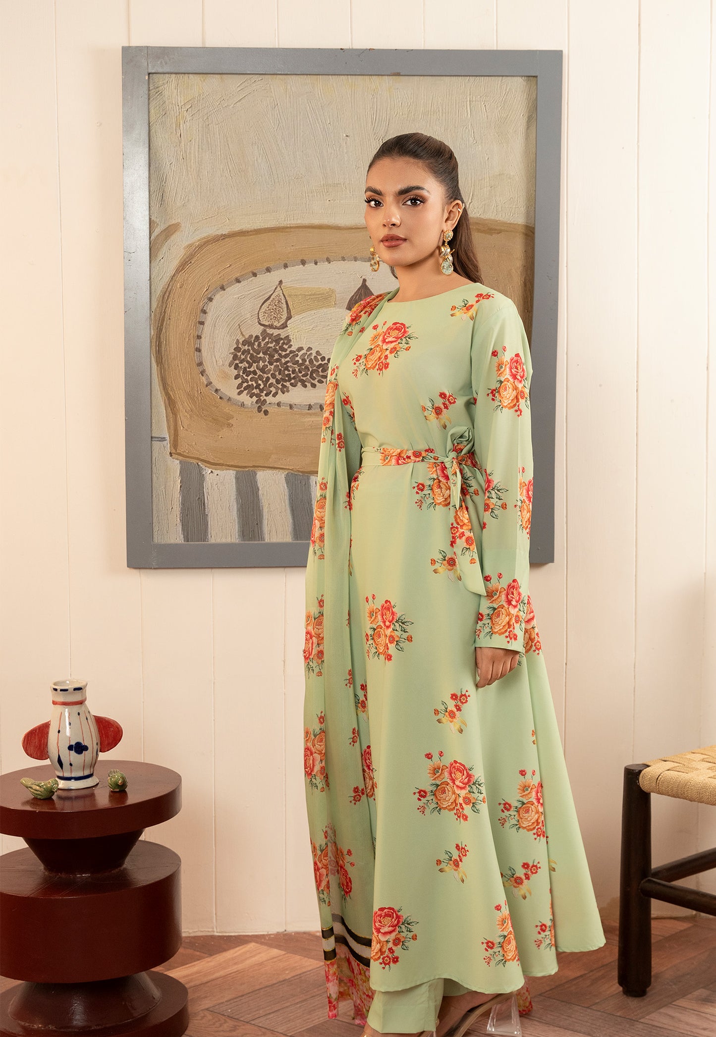 Olive Floral Dress