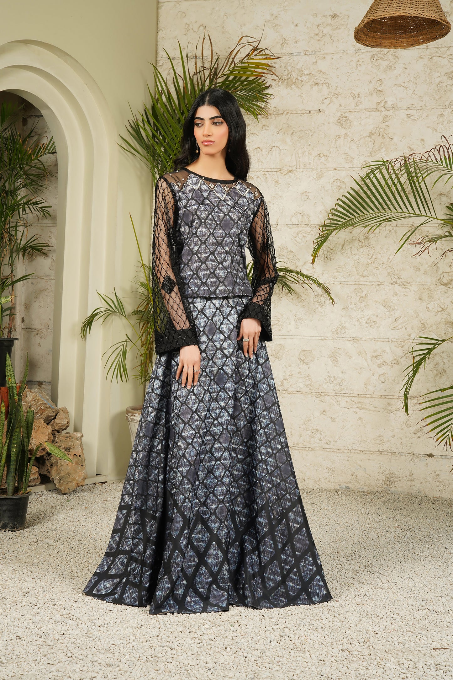 Serpent Noir Crop Top Skirt