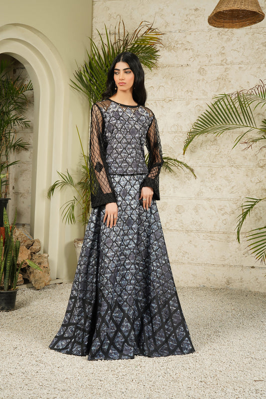 Serpent Noir Crop Top Skirt