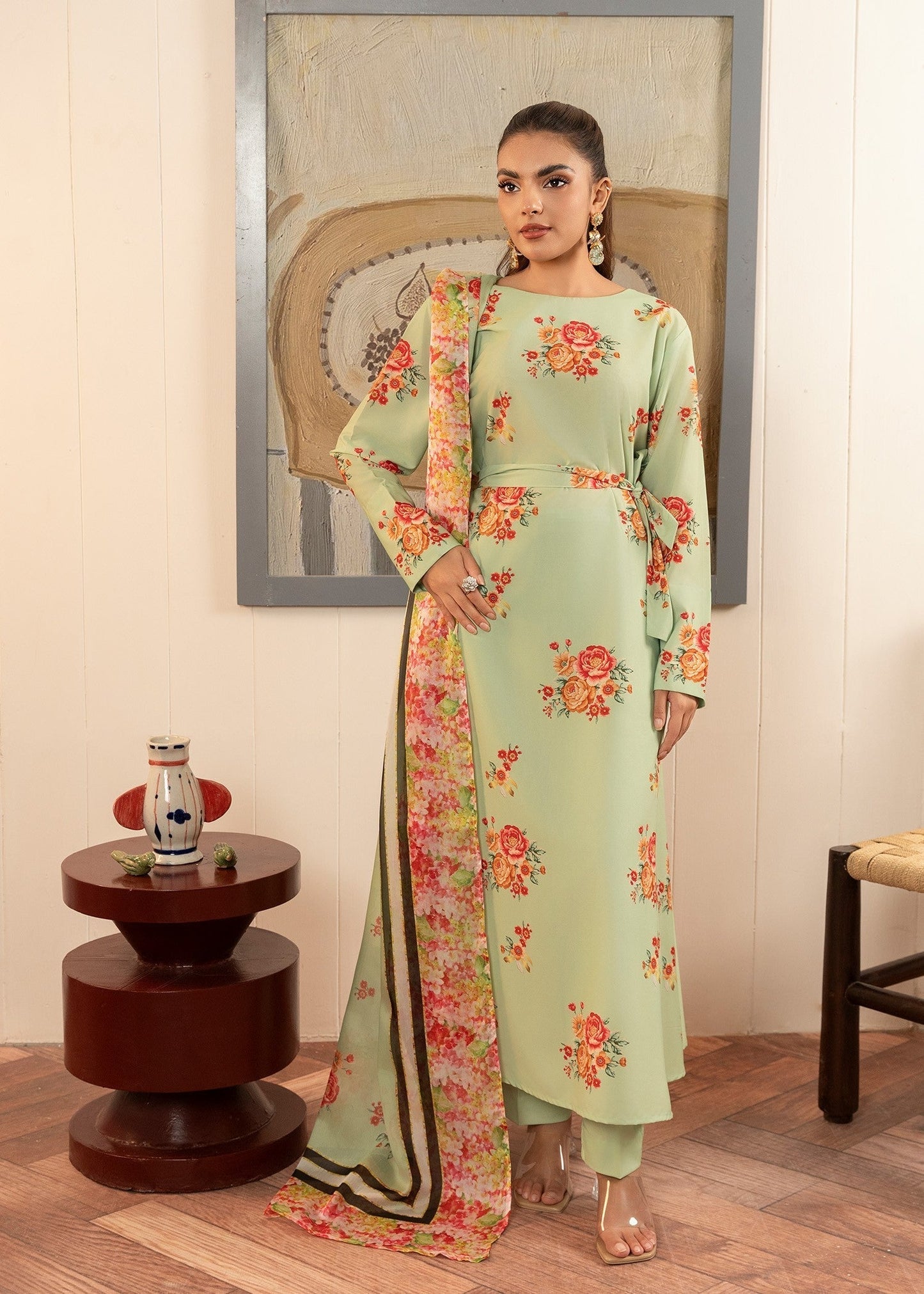 Olive Floral Dress