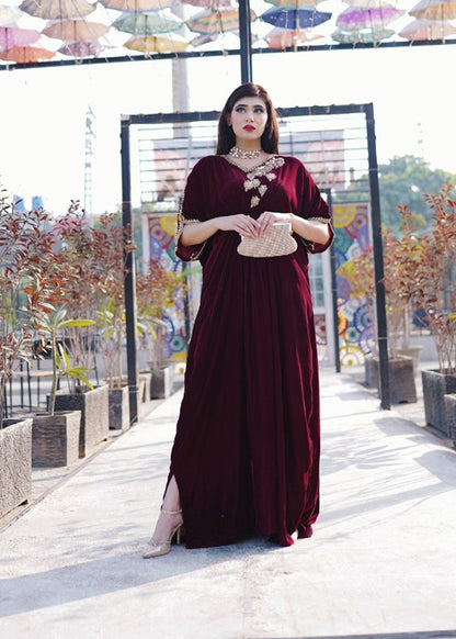 Maroon Velvet Kaftan