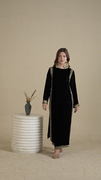 Stillness Black Velvet Dress